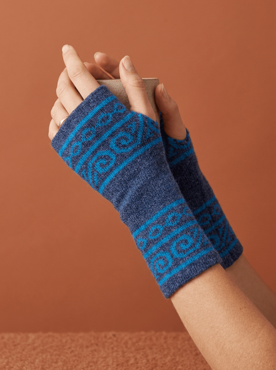 Baby Alpaca Geometric Fingerless Mittens